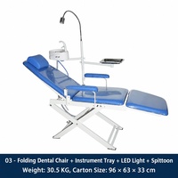 Unité dentaire mobile, fauteuil dentaire pliable portable avec lampe d'opération et plateau à instruments