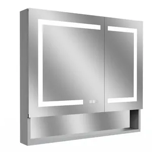 Armoire à pharmacie Miroir Vanité | Éclairage intelligent sans cadre + étagère <span class=keywords><strong>de</strong></span> rangement | Fonction voix, tactile et mémoire - Product Image 1
