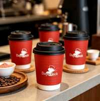 Gobelets à café jetables en papier kraft à double paroi, biodégradables, écologiques, de haute qualité, avec logo personnalisé, matériaux recyclés