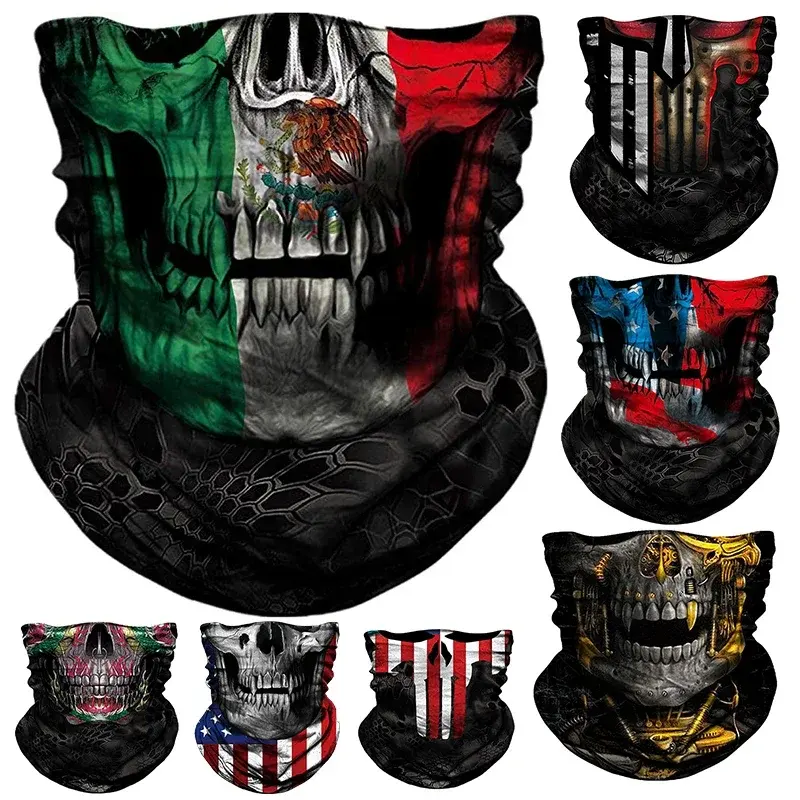 Men Sunscreen Balaclava Motorcycle Scarf Half Mask Sun UV Protection Skull Sport Windproof Cycling Helmet Liner Neck Cover Women