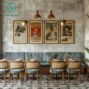 Muebles Modernos para Cafetería, Mesa Cuadrada de Madera y Ratán con Tapicería de Terciopelo, Sofá y Asientos para Cafetería, Restaurante - Product Image 5