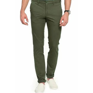 Pantalons chino pour hommes fabriqués en sergé de coton recyclé et teints avec des colorants à faible impact environnemental pour une tenue de bureau durable et un style de vie écoresponsable. - Product Image 5