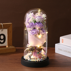 Rosa Preservada al por Mayor en Cúpula de Cristal con Luces LED, Figuras de Pareja Adorables, Caja de Regalo para San Valentín, Aniversario, Regalo de Cita - Product Image 4
