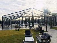Tente de Réception de Luxe Mariage PVC Transparent Châssis Noir Grande Tente Courbe à Chevrons Couleur au Choix Structure Aluminium Acier pour Événements