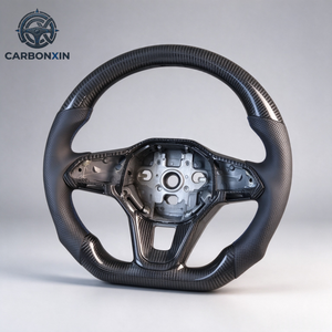 Volante Deportivo Personalizado de Cuero y Fibra de Carbono Forjada para VW Golf 8 MK8 R-line GTI con Alcántara, Sin Airbag - Product Image 6