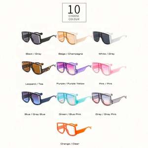 Vente flash - Lunettes de soleil tendance personnalisées avec logo, pour femmes et hommes, dégradé, UV400, grande monture, rivets, 2021 - Product Image 4