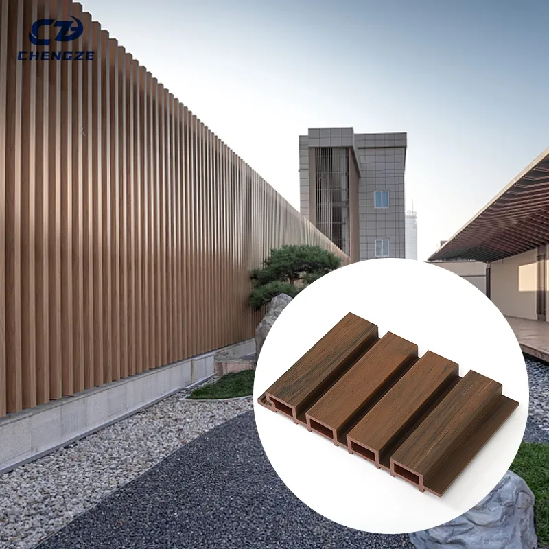 ألواح خشبية مخددة ثلاثية الأبعاد خارجية WPC ألواح تغطية للحوائط الكبيرة