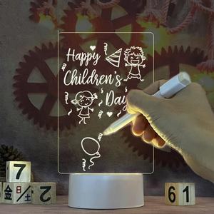 Tableau mémo néon 3D à LED avec surface d'écriture en ABS effaçable, <span class=keywords><strong>lampe</strong></span> de taille moyenne à piles de forme carrée - Product Image 2