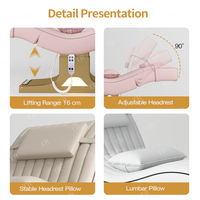 Table de pose de cils électrique inclinable Turri avec commande au pied, lit d'extension de cils, chaise longue pour cils, lit électrique pour cils et sourcils avec pédale