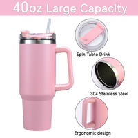 Gobelet isotherme en acier inoxydable à double paroi de 40 oz, anti-fuite, sans BPA, avec revêtement en poudre et gravure laser, vente en gros