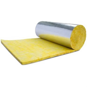 Rouleau d'isolation thermique et acoustique en laine de verre recouvert de feuille d'aluminium, ignifuge, pour conduits HVAC, toitures et construction. - Product Image 1