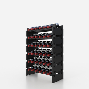 Meilleur prix d'usine – Présentoir à vin moderne et portable en bois noir à 6 niveaux avec support en verre pour aménagement de magasin – <span class=keywords><strong>Porte</strong></span>-vin - Product Image 2