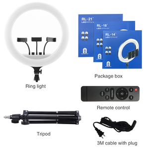 <span class=keywords><strong>2021</strong></span> 18 "Rechargeable alimenté par batterie Selfie remplir lampe Dimmable beauté maquillage Selfie anneau lumière avec trépied support sac de transport - Product Image 2