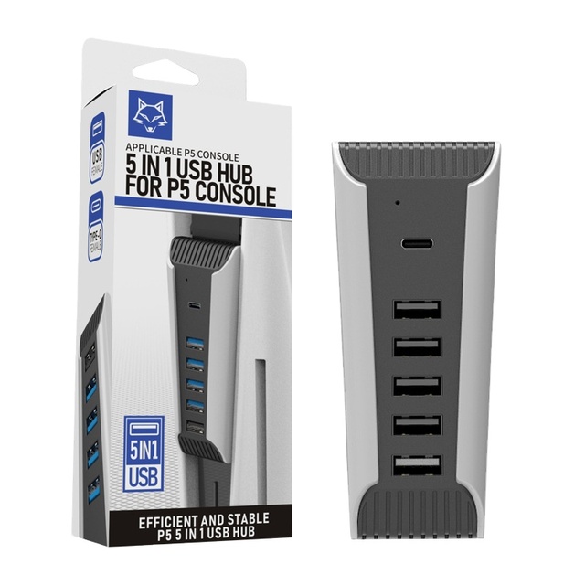 FOR Playstation 5 Console USB Extender 5 Port High-Speed Expansion Hub for PS5 USB Charger