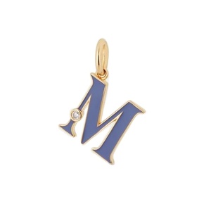 Bijoux personnalisés en acier inoxydable avec alliage de zinc en or Collier à pendentif lettre M avec nom en émail pour femmes - Product Image 1