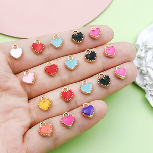 Mix 50 Colorful Heart-Shaped Zinc Alloy Charms For DIY Jewelry Making <b>Bracelets</b> Necklaces Accessories Unisex Fashion Pendants - Product Image 2
