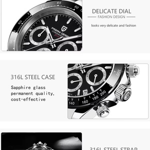Reloj de Pulsera Pagani Design 1644 para Hombre, Cronógrafo de Cuarzo, Acero Inoxidable con Diamantes, Oro Rosa - Product Image 6