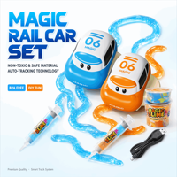 Nouveau kit de slime DIY, ensemble de voitures magiques sur rail avec suivi automatique, jouet avec slime coloré pour enfants, apprentissage STEM, cadeau d'anniversaire