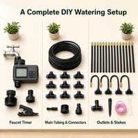 Système d'irrigation goutte à goutte automatique avec minuterie, 360° °   Tuyau flexible et buses réglables pour kit d'arrosage de jardin DIY