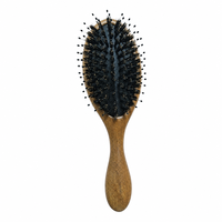 Brosse en bois de santal doré à poils de sanglier et picots en nylon - Masseur de cuir chevelu professionnel pour démêler et faire briller les cheveux - Cadeau de luxe