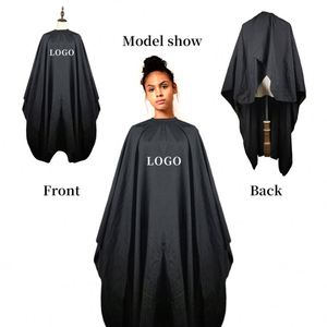 Custom logo Hair Salon Hair Cutting Hairstylist Snap Black Barber <b>Apron</b> Hairdresser Capes - Product Image 1