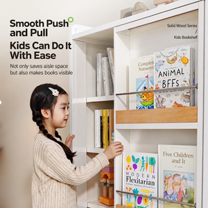 Estantería con puerta corredera, mueble de almacenamiento abierto, organizador de libros con múltiples compartimentos, estantería para niños, sala de estudio, sala de estar, hogar - Product Image 3