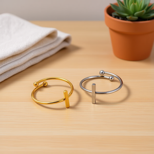 Anillo de Acero Inoxidable Angelina con Letra I, Chapado en Oro, Joyería Unisex de Moda, Uso Diario, Regalo, Estilo Moderno - Product Image 5