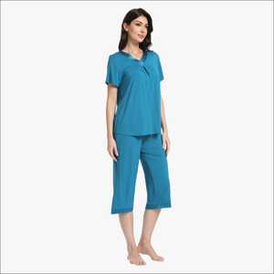 OEM ODM Pyjamas pour femmes à manches courtes, vêtements de maison classiques, vêtements de nuit pour femmes, impressions personnalisées en couleur, coton de bambou modal pour femmes - Product Image 1