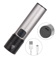 YUANKE Senter Mini LED 3W, Senter Logam Campuran Aluminium Isi Ulang USB Cahaya Kuat Putih Keren