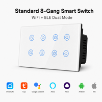Interruptor Inteligente WiFi OCY Zibee de 8 Canales, Panel Táctil Tuya, con Control por Voz, Estadísticas de Energía y Bloqueo Infantil