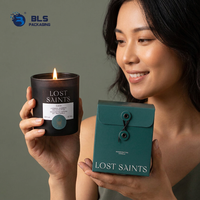 Boîte d'emballage en carton pliable personnalisée avec impression brillante, laminée, portable, pour bougies, cadeaux, avec poignée