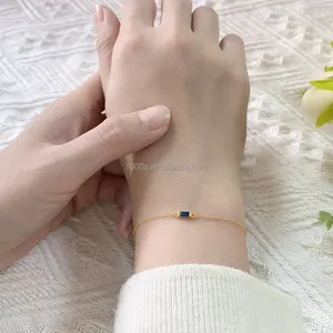 Joias da moda S925 pulseiras de prata com zircônia de safira DIY pedra de aniversário para presente feminino