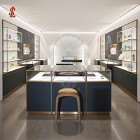 Vitrine de présentation de bijoux de luxe noir mat avec éclairage LED, comptoir de vente au détail pour boutique, tiroirs de rangement