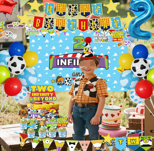 Oyuncak Hikayesi 2. Yaş Günü Partisi İki Sonsuzluk Fon Afişi Döndürmeler 2 Folyo Balon Masa Örtüsü Cupcake Pasta Süsleri Şapkalar Malzemeleri - Product Image 2