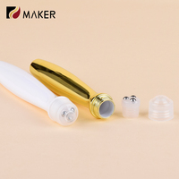 Bouteille en plastique de 15ml d'huile d'essence de crème pour les yeux Emballage cosmétique anti-transpirant déodorant PETG Distributeur de perles de massage en or