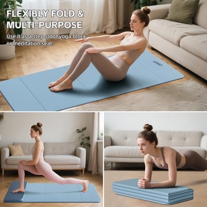Foldable Thick 10mm TPE Soft Customizable Yoga <b>Mat</b> Extra <b>Large</b> Non-Slip Lightweight 1.7kg Easy Carry Yoga <b>Mat</b> Bag Pilates Travel - Product Image 6