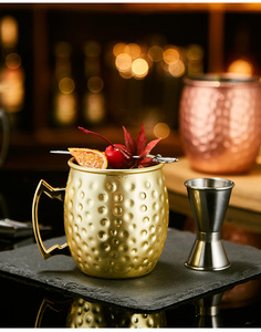 Juego de tazas de mula de Moscú de 550ml, venta al por mayor, taza de cerveza de cobre de acero inoxidable, tazas de cobre dorado - Product Image 4