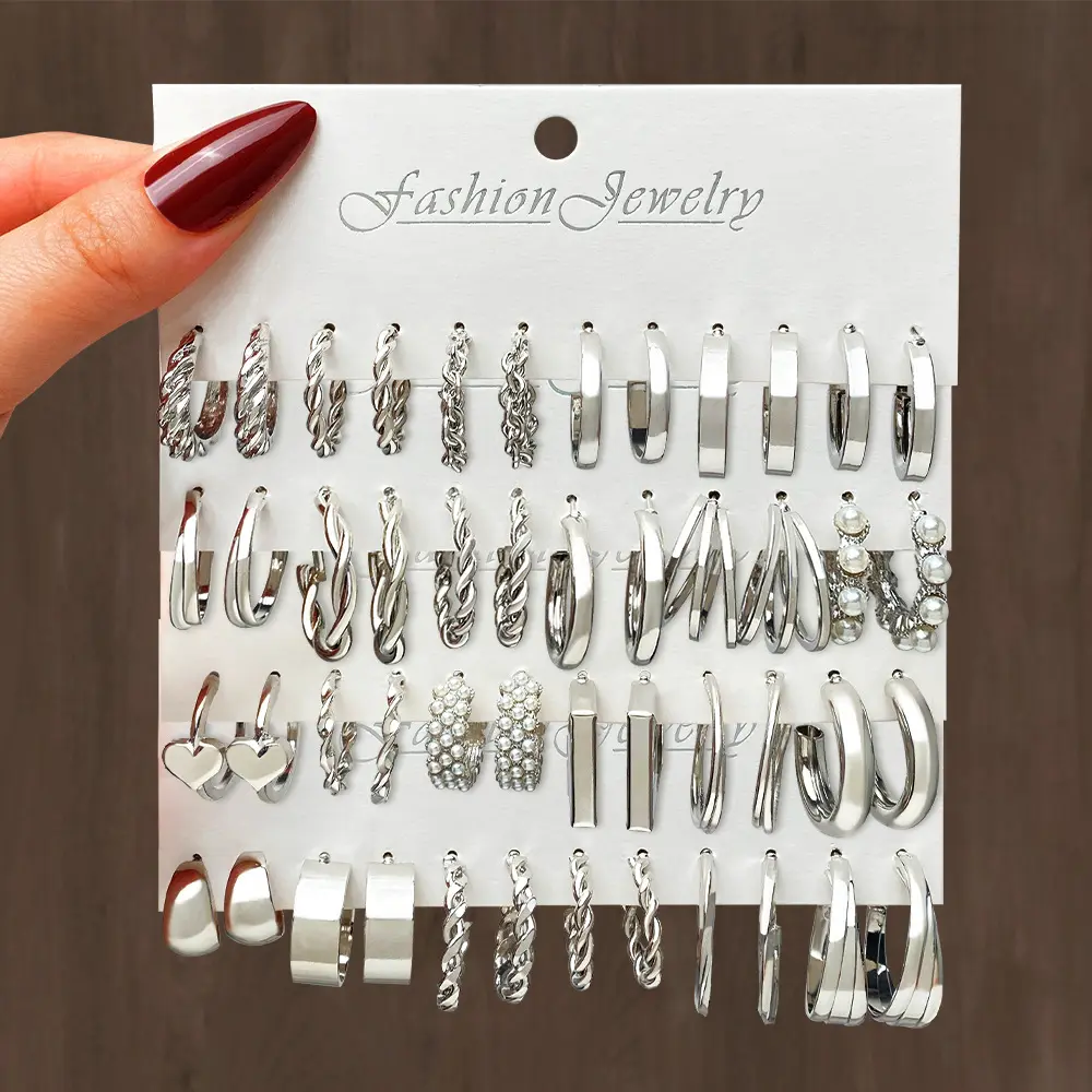 simple earring set Custom big Medium Small Hoops Earrings Stainless Steel Hoop Earrings for Women