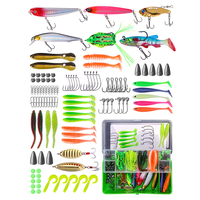 Ensemble de pêche de 104 pièces, appâts et accessoires, boîte à pêche, ensemble de pêche souple, kit de leurres de pêche
