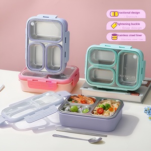 Leakproof Bento Box BPA free 3 ngăn Hộp Ăn Trưa 620ml thực phẩm lưu trữ <span class=keywords><strong>container</strong></span> cách điện 304 thép không gỉ ăn trưa - Product Image 2