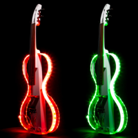 Violon acrylique transparent de haute qualité 355x130mm avec LED RVB pour la performance nocturne violon électrique acrylique clair fait à la main