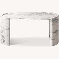 Table console élégante et moderne en travertin, de forme organique en forme de rein, avec supports en C, pour salon et entrée, personnalisable OEM