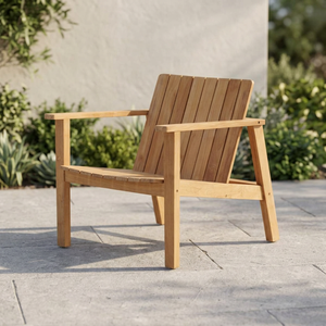 เก้าอี้พักผ่อนกลางแจ้งไม้สักแท้ ที่นั่งลึก พร้อมพนักพิงแบบระแนง - Product Image 1