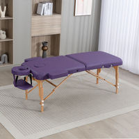 Table de massage pliable moderne en PU avec cadre en bois, hauteur réglable, éponge haute densité, inclut appui-tête et accoudoirs, OEM/ODM pour spa