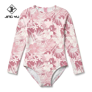 Traje de Baño Infantil 2026 con Estampado Hawaiano, Protección Solar, Cierre de Cremallera, Personalizado, Ecológico, de Nailon, para Niñas - Product Image 1