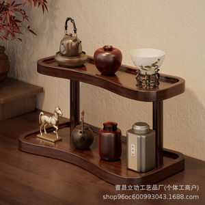 Tiered <b>Desktop</b> <b>Shelf</b> Solid Wood 2 Tier Small Size 32x15x19cm For Home Bedroom Storage Display Rack - Product Image 2