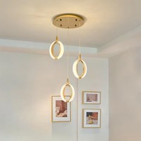 Lampe suspendue LED longue et moderne pour escalier, hall, salon, loft, table à manger, villa duplex, grand lustre LED doré