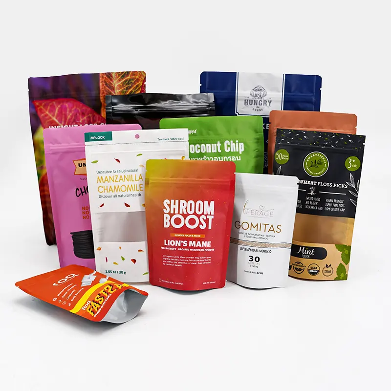 Bolsa de embalaje de aluminio para alimentos y granos de café, sello automático de plástico, ziplock, con soporte personalizado