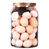 Grand pot de stockage d'aliments en verre minimaliste de 1 gallon avec couvercle en bois d'acacia pour la cuisine ou la rentrée des classes