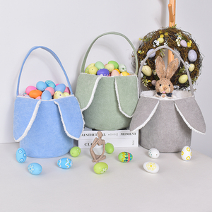Wholesale Blank <strong>Easter</strong> Bunny Bucket <strong>Easter</strong> Gift Baskets With Bunny Ear Corduroy <strong>Easter</strong> Basket for Kids Gift Blank Embroidery <strong>Bag</strong> - Product Image 2